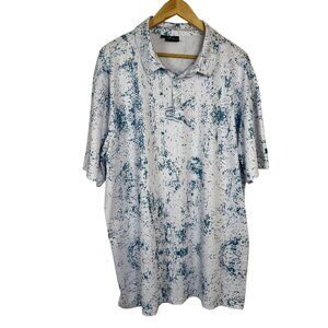 Yatta Golf Polo Shirt White Blue Abstract Tennis Activewear Athleisure Men's 3XL